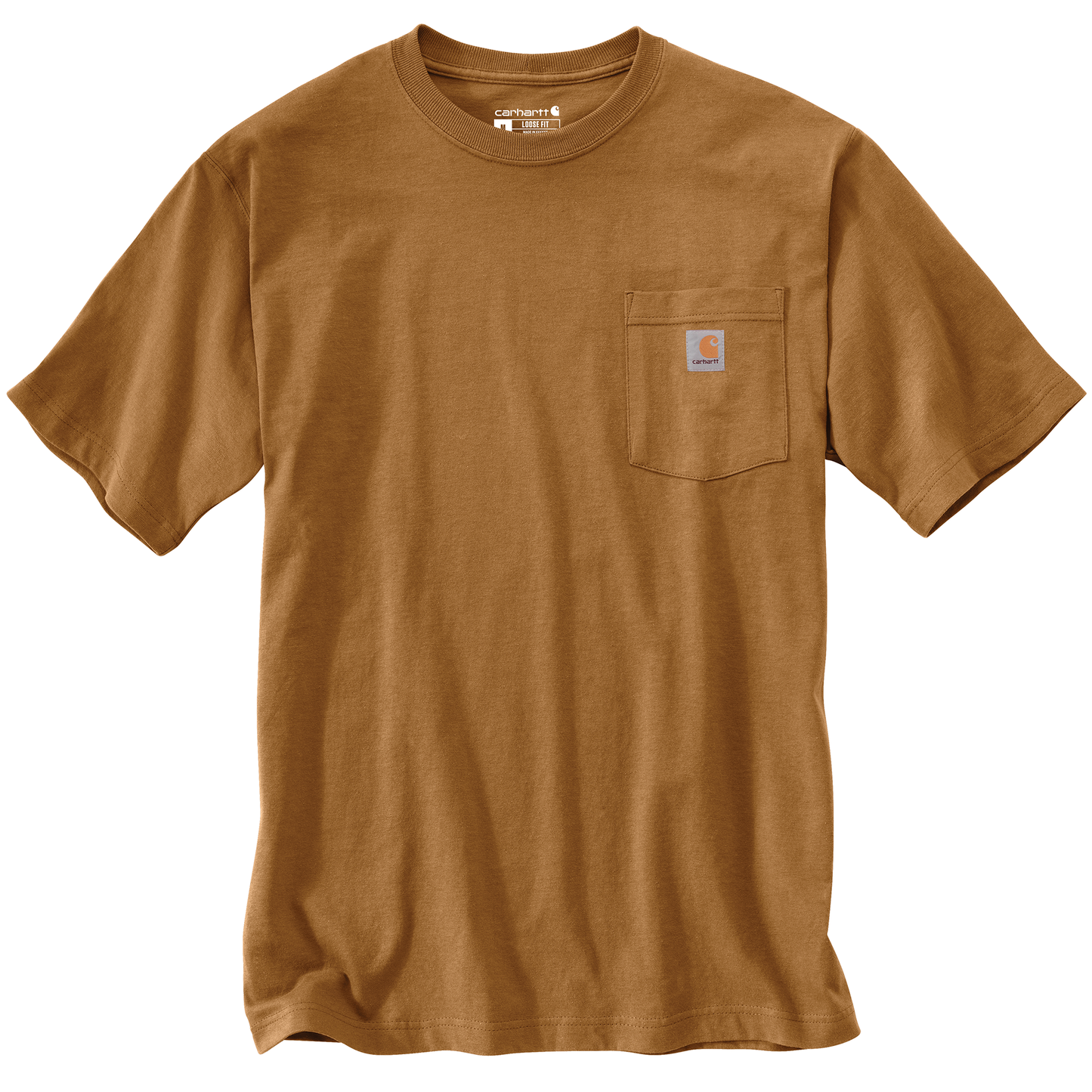 Unique heavyweight cotton short-sleeve pocket t-shirt in brown with rib-knit crewneck and side-seam construction, crafted for comfort and durability in Health & Wellness, Clothing and Accessories, Best Sellers, and Promo Eligible collections.
