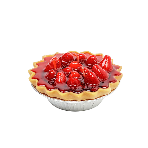 Hand-poured scented candle shaped like a strawberry pie with glossy red topping and realistic berries, handmade in the USA, perfect for kitchen décor or holiday hosting.
