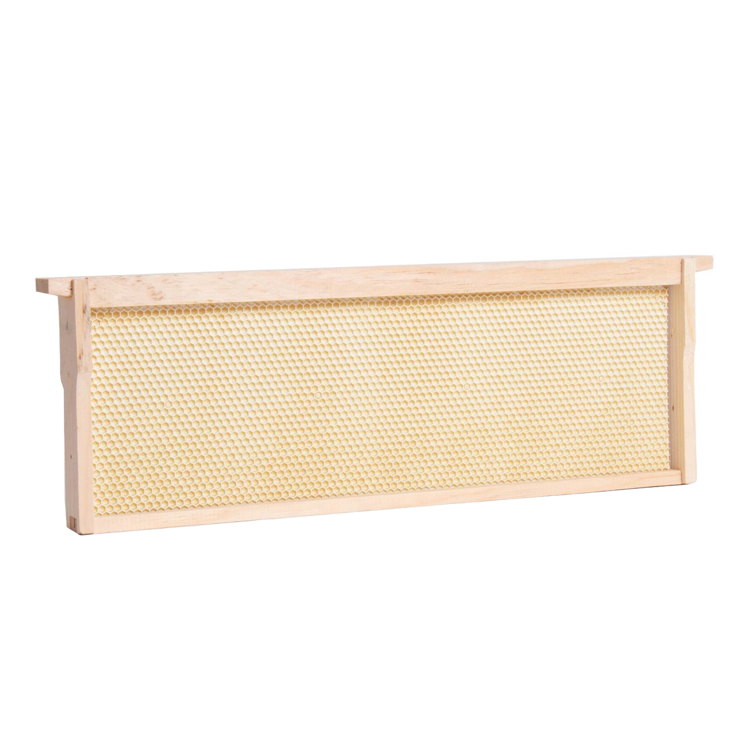 Handcrafted Amish made medium wood bee frame with heavy waxed plastic foundation, durable and ready for use in 5, 8, and 10-frame hives, part of USA Made and Beekeeping Supplies collections.