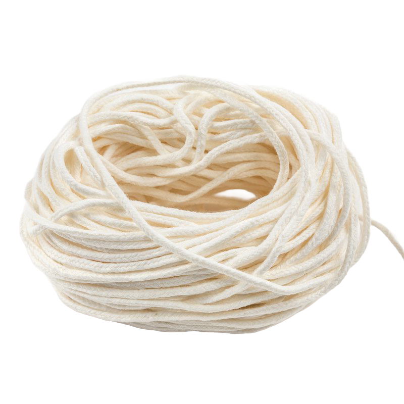 Coiled natural cotton square braided wick designed for pillar and taper candles, handcrafted and ideal for Lamps & Lighting, Candles and Candlemaking, and Best Sellers collections.