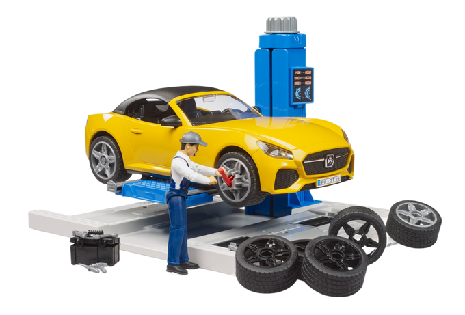 Bruder Toys bworld Car Service Centre with Roadster