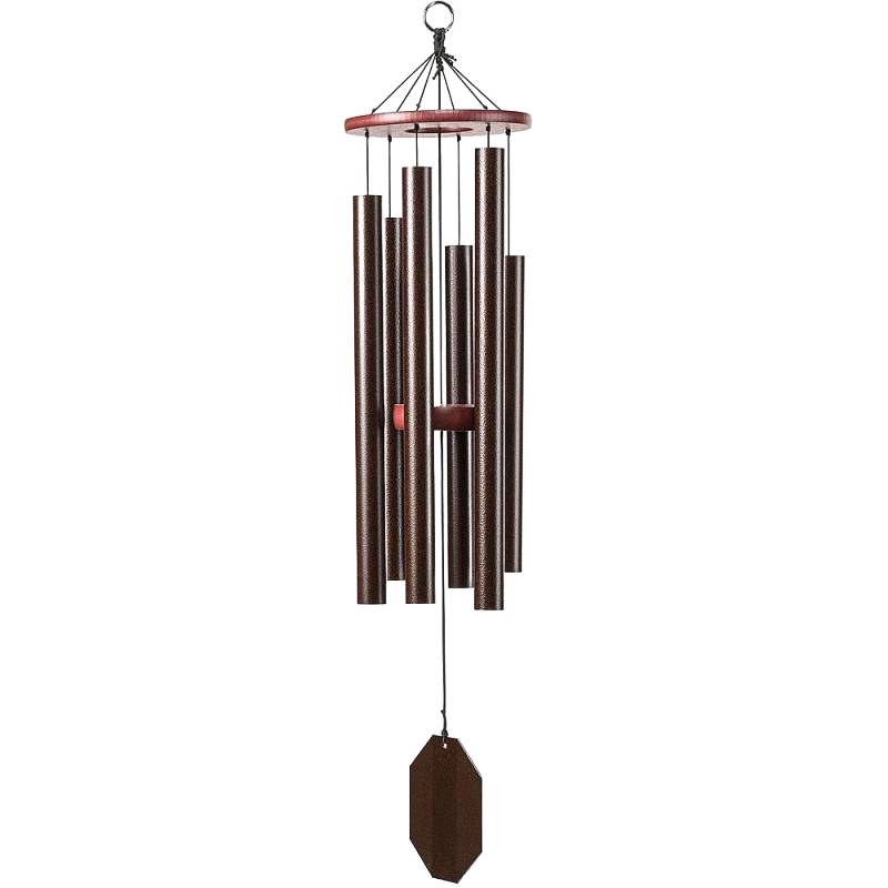 Handcrafted Amish-made Melody of the Heart wind chime with six powder-coated aluminum chimes and poly wood components, designed for Home & Decor and Garden Accessories collections.