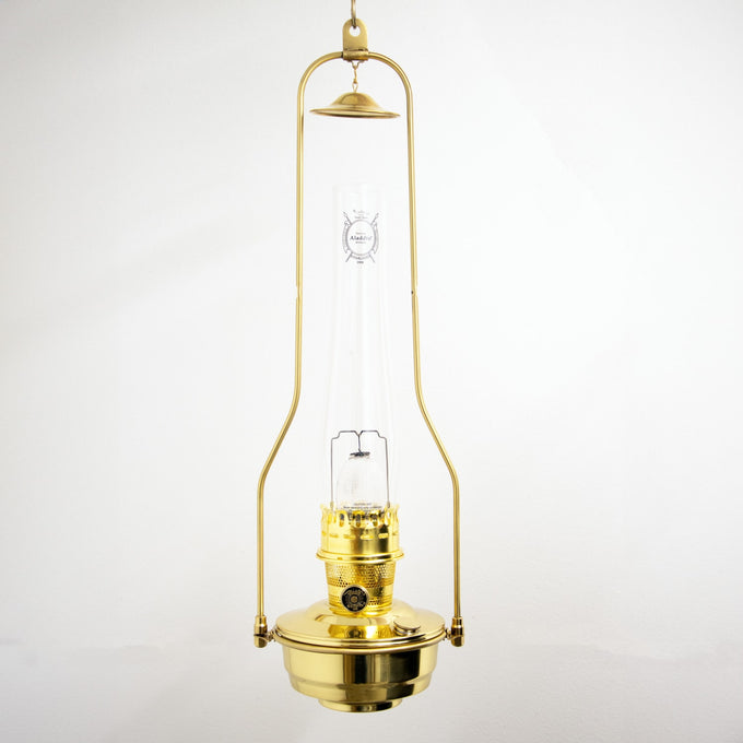 Handcrafted brass hanging oil lamp with clear glass chimney, designed for farm, garden, and emergency use, ideal for hanging lamps and best seller collections.