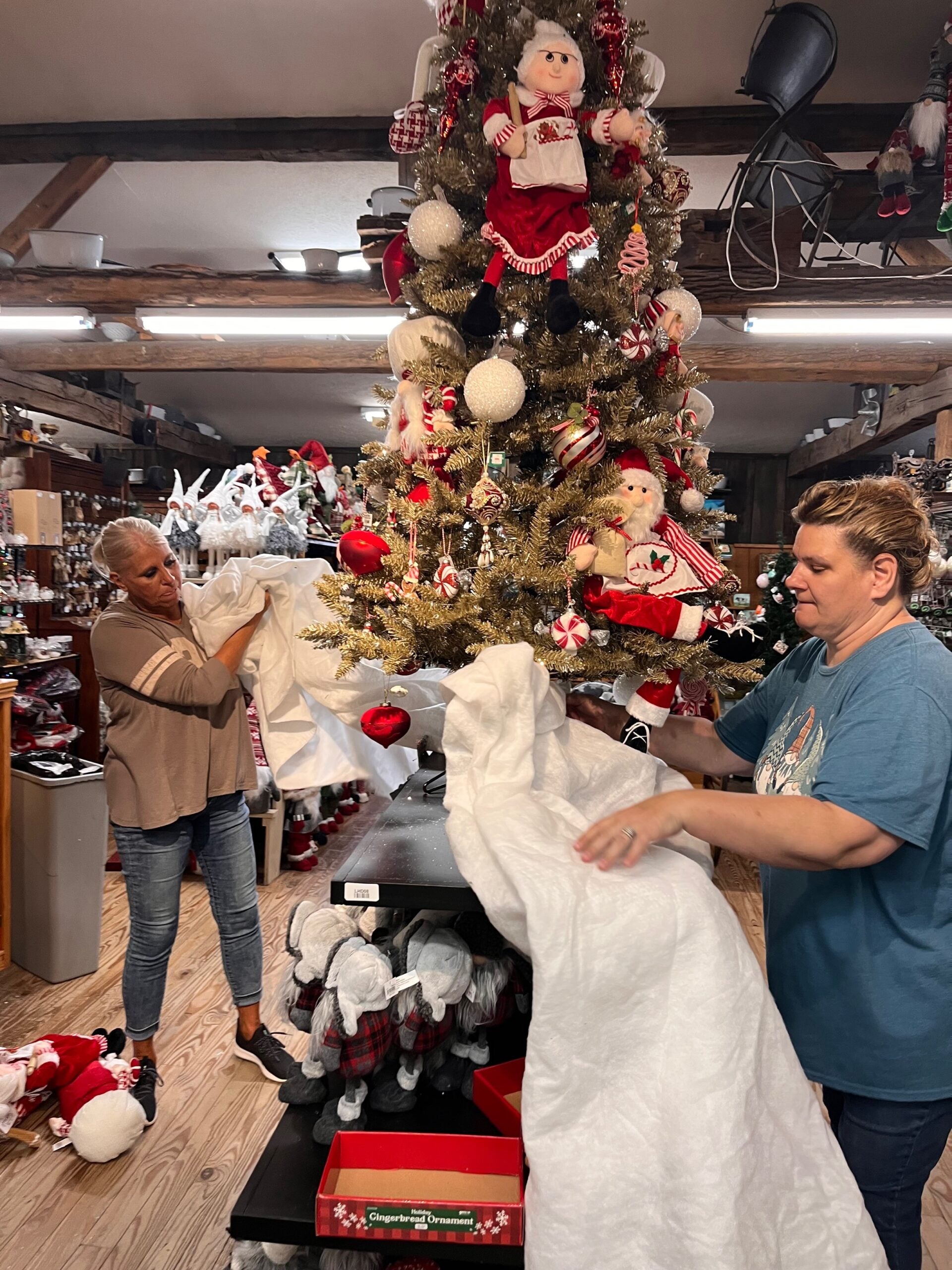 adding snow around the tree