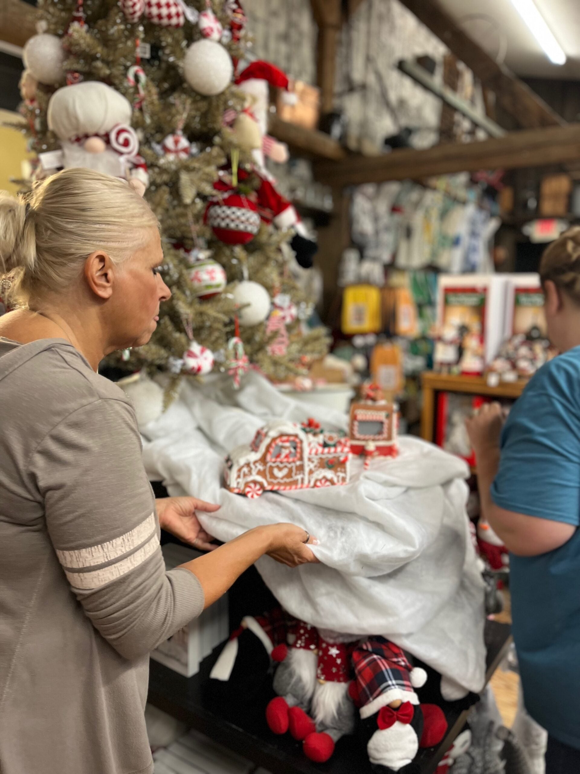 Adding snow in the Christmas room