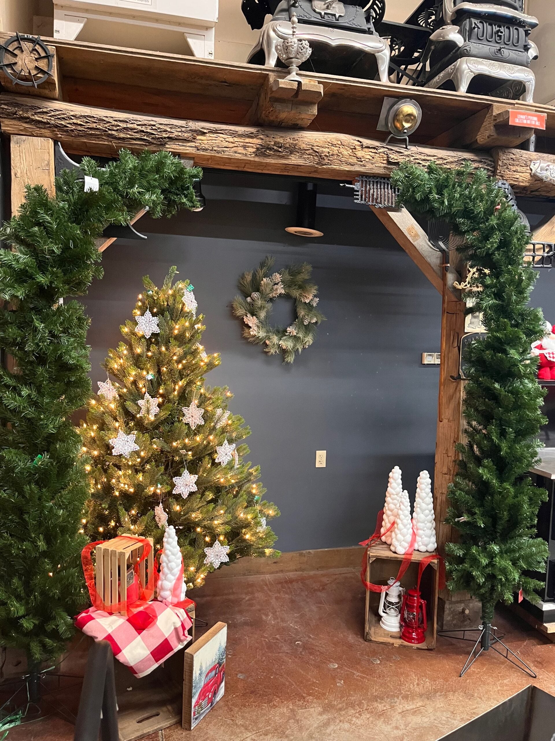 Christmas display in stove room