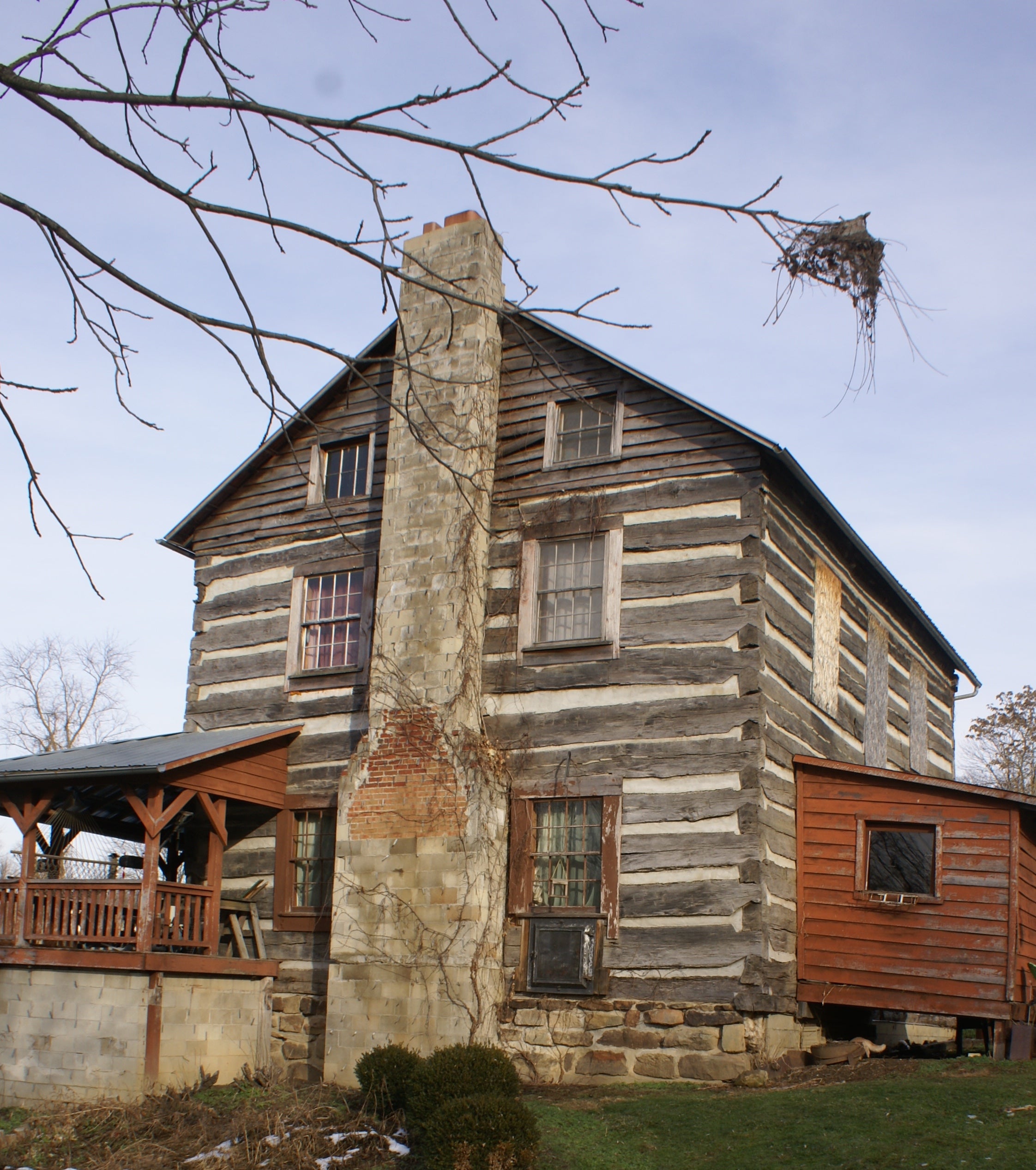 The family home. It's one of largest log homes in the Midwest.
