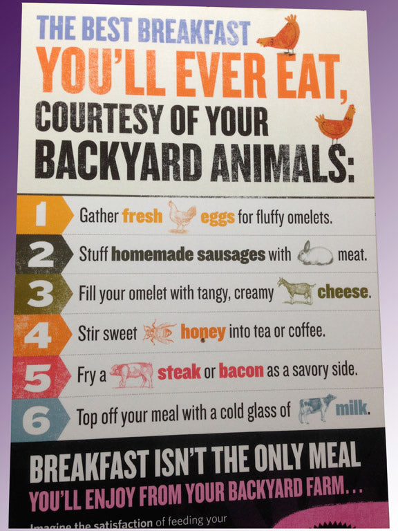 The back cover tells you the best reasons to raise your own animals.