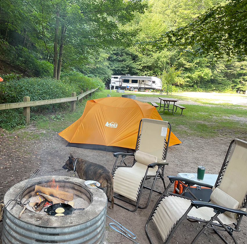 camping gear at the campsite