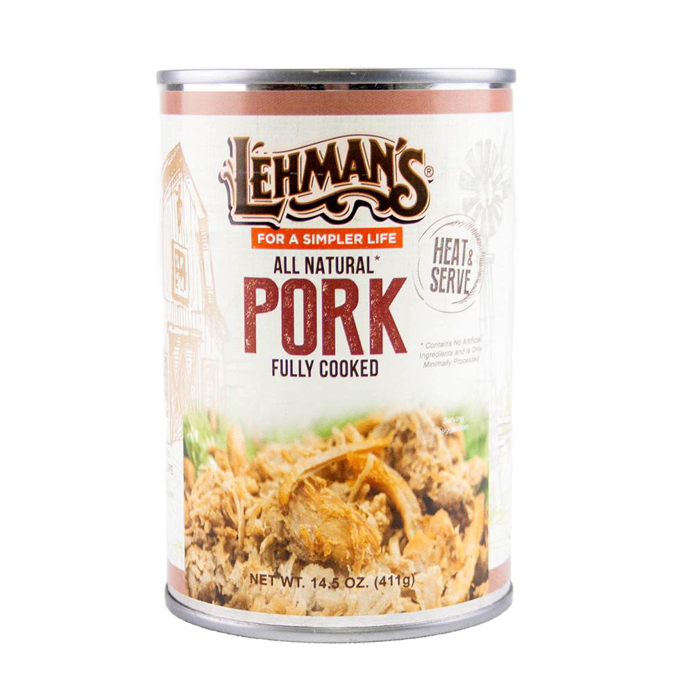 Handcrafted all-natural canned pork with heat and serve convenience, ideal for Farm, Garden & Tool, Kitchen & Food, Emergency Supplies, Food, Meats, Best Sellers, Promo Eligible collections.