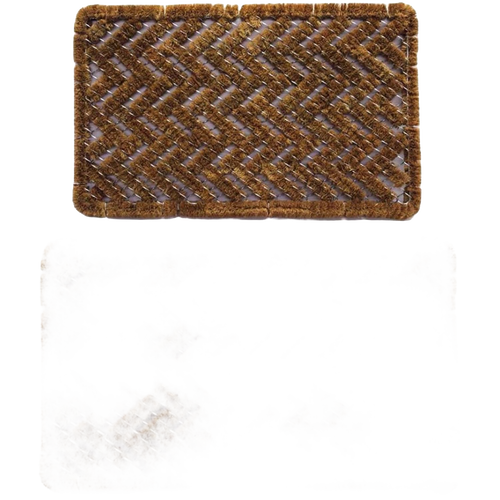 Rectangular bootscraper rug with a woven natural coconut fiber surface and wire brush edges, handcrafted for durable shoe cleaning, part of Home & Decor and Best Sellers collections.