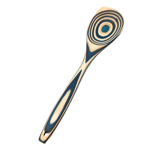Handcrafted pakkawood corner spoon featuring vibrant concentric color patterns, sturdy construction, and heat-resistant design, ideal for Kitchen & Food, Kitchen Gadgets, Cooking and Baking Helpers, Storage and Serving, Best Sellers, and Promo Eligible collections.
