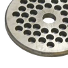 Handcrafted metal chopper plate with varied circular holes, made in USA, designed for use in Kitchen & Food, Specialty Equipment, Butchering Supplies, Best Sellers, and Promo Eligible collections.