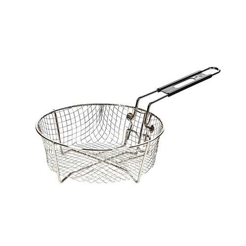 Stainless steel deep fry basket with folding handle designed for use with Lodge Dutch ovens, ideal for Kitchen & Food, Cookware, Cast Iron, Kitchen Gadgets, and Best Sellers collections.