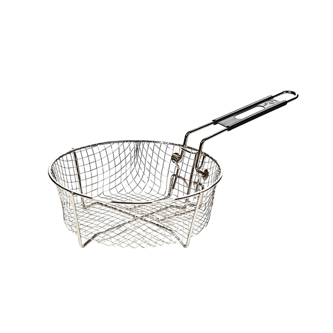Stainless steel deep fry basket with folding handle designed for use with Lodge Dutch ovens, ideal for Kitchen & Food, Cookware, Cast Iron, Kitchen Gadgets, and Best Sellers collections.