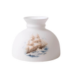 Handcrafted glass lamp shade featuring a detailed sailing ship design on frosted white glass, perfect for Lamps & Lighting, Parts and Accessories, and Lamp Shades collections.