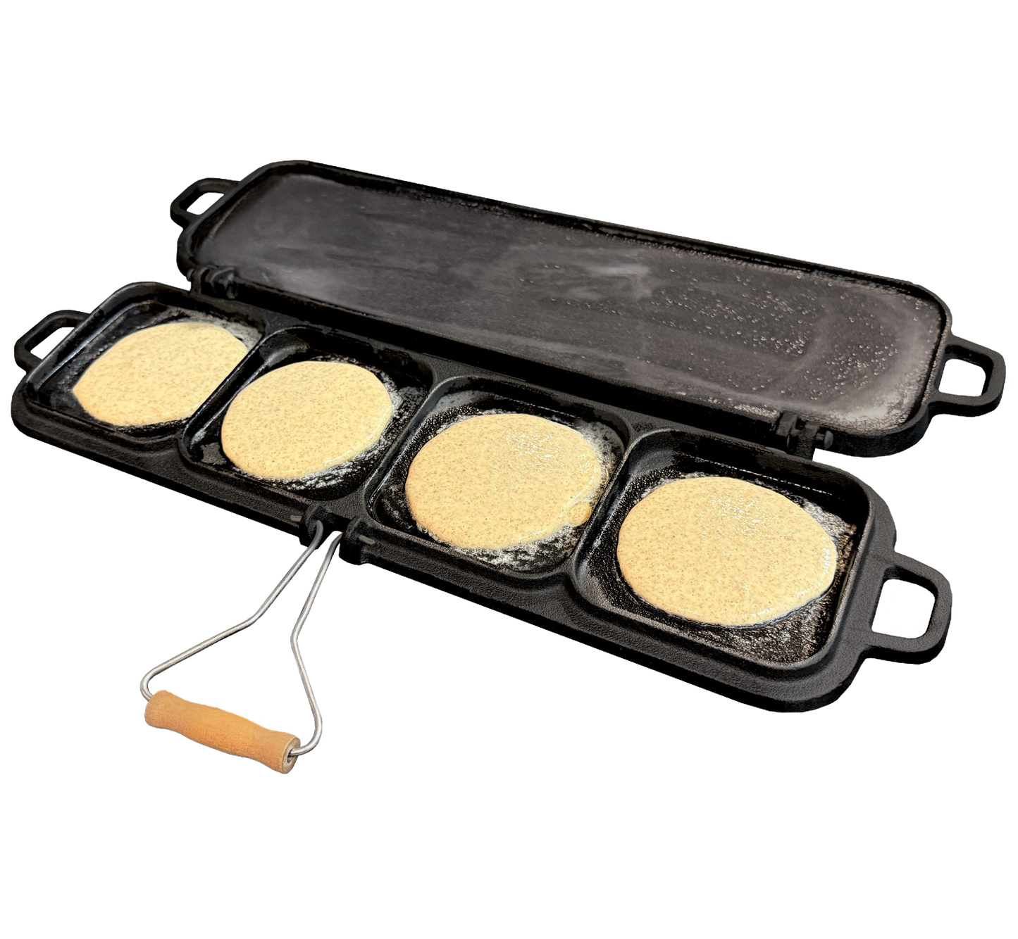 Lehman's Kitchen Family-Size Cast Iron Flip Griddle & Sandwich Press