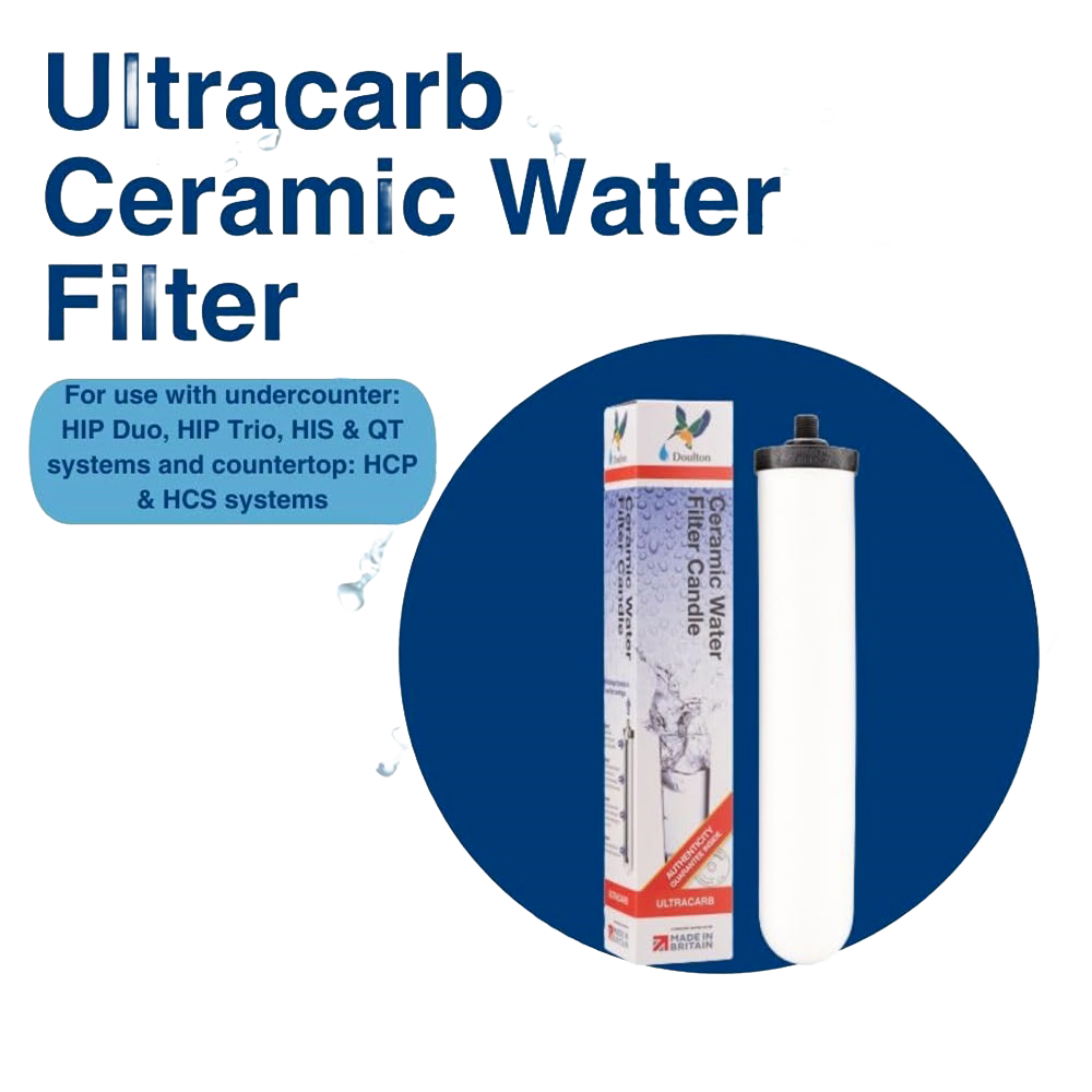 Replacement Ultracarb ceramic water filter element for Doulton countertop and undersink systems, offering sustainable clean water, featured in Appliances, Emergency Supplies, Water Heating and Treatment, Best Sellers, and Promo Eligible collections.