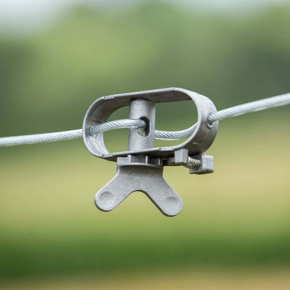 Handcrafted rustproof zinc pulley designed for secure attachment to plastic-coated stranded wire cable, ideal for Home & Decor, Laundry Supplies, Clothesline Accessories, Best Sellers, and Promo Eligible collections.