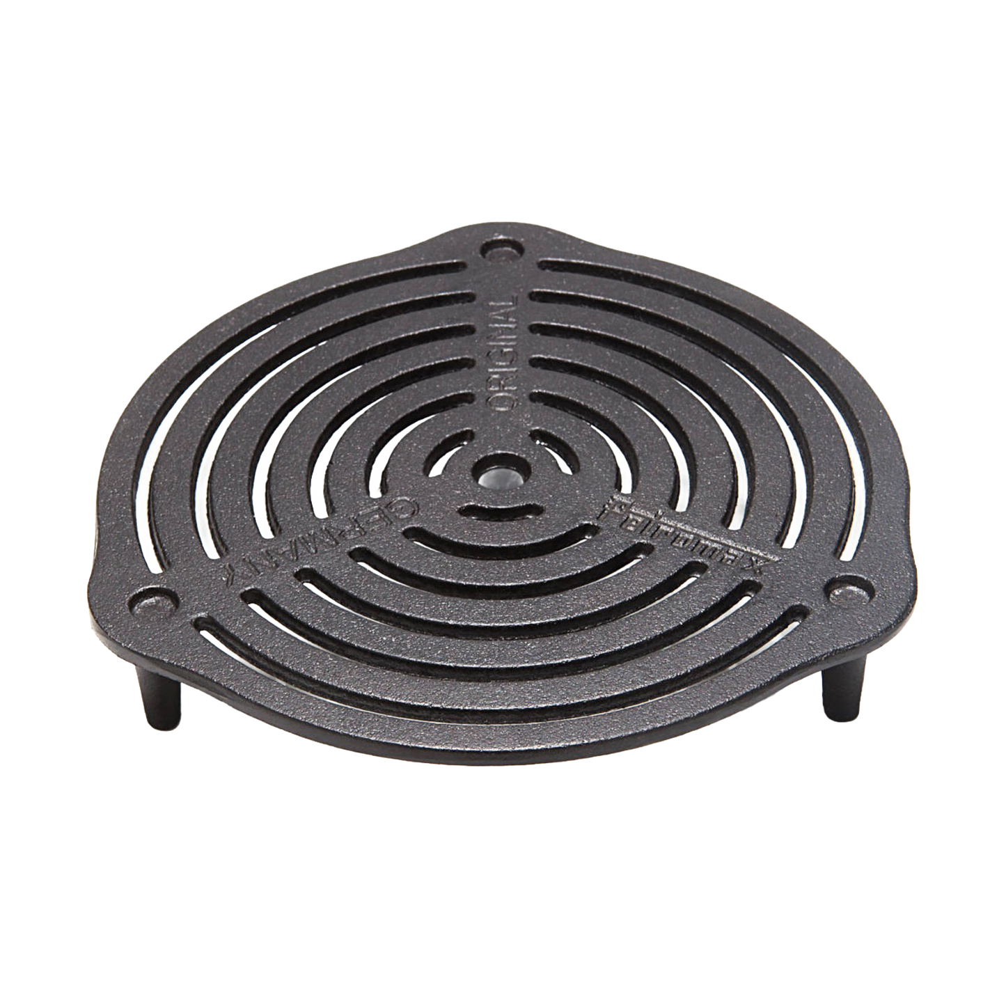 Round cast iron grate with three short legs designed for efficient heat distribution and multi-level cooking in Dutch ovens, featured in Farm, Garden & Tool, Kitchen & Food, Camping, Cookware, Cast Iron, Best Sellers, and Promo Eligible collections.