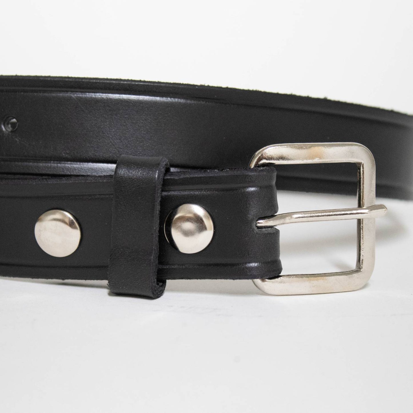 Handcrafted Amish made black genuine cowhide leather belt, 1-1/4 inches wide with polished chrome buckle and snap fasteners, featured in Health & Wellness, USA Made, Clothing and Accessories, Amish Made, Best Sellers collections.