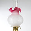 Satin Etched with Cranberry Top Oil Lamp Shade