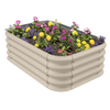 Unique handcrafted corrugated steel garden bed in beige featuring vibrant flowers, ideal for vegetables, herbs, and flowers, part of Farm, Garden & Tool, Garden Accessories collections.