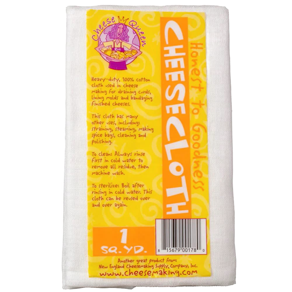 Heavy-duty 100% cotton cheesecloth for draining curds, lining molds, and bandaging cheeses, ideal for Kitchen & Food, Specialty Equipment, DIY Cheese and Yogurt, Best Sellers, Promo Eligible, and Sale collections.