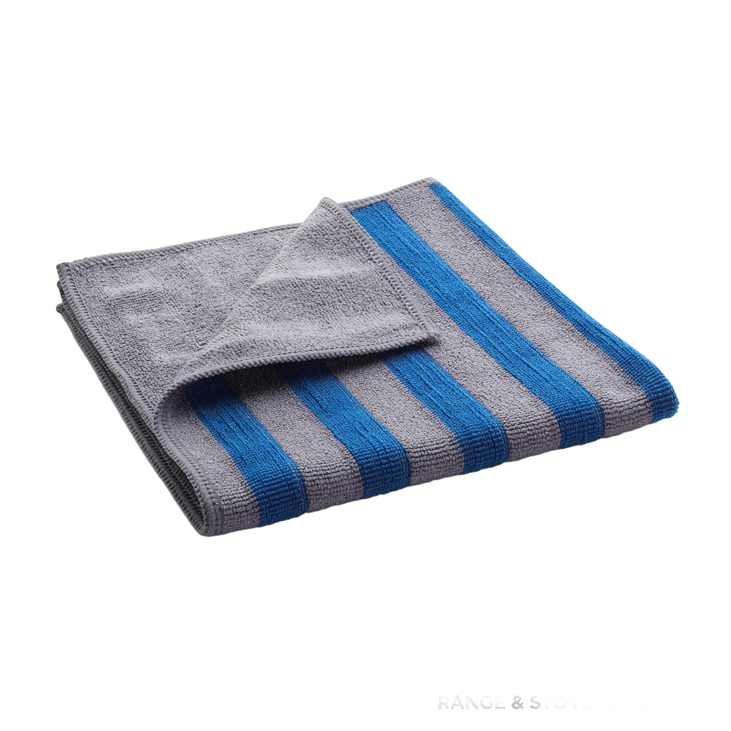 Folded e-Cloth microfiber cleaning cloth in gray with bold blue stripes, designed for chemical-free cleaning, ideal for Home & Decor, Household Cleaning, Cleaning Utensils and Gadgets, Best Sellers, and Promo Eligible collections.
