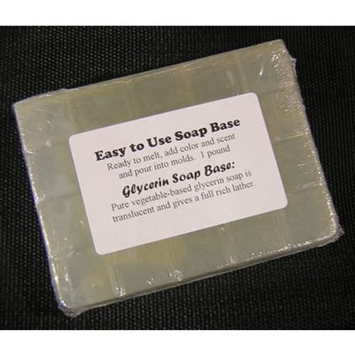 Handcrafted glycerin soap base bar weighing one pound, translucent and made from pure vegetable-based glycerin, perfect for health and wellness, soapmaking supplies, and best sellers collections.