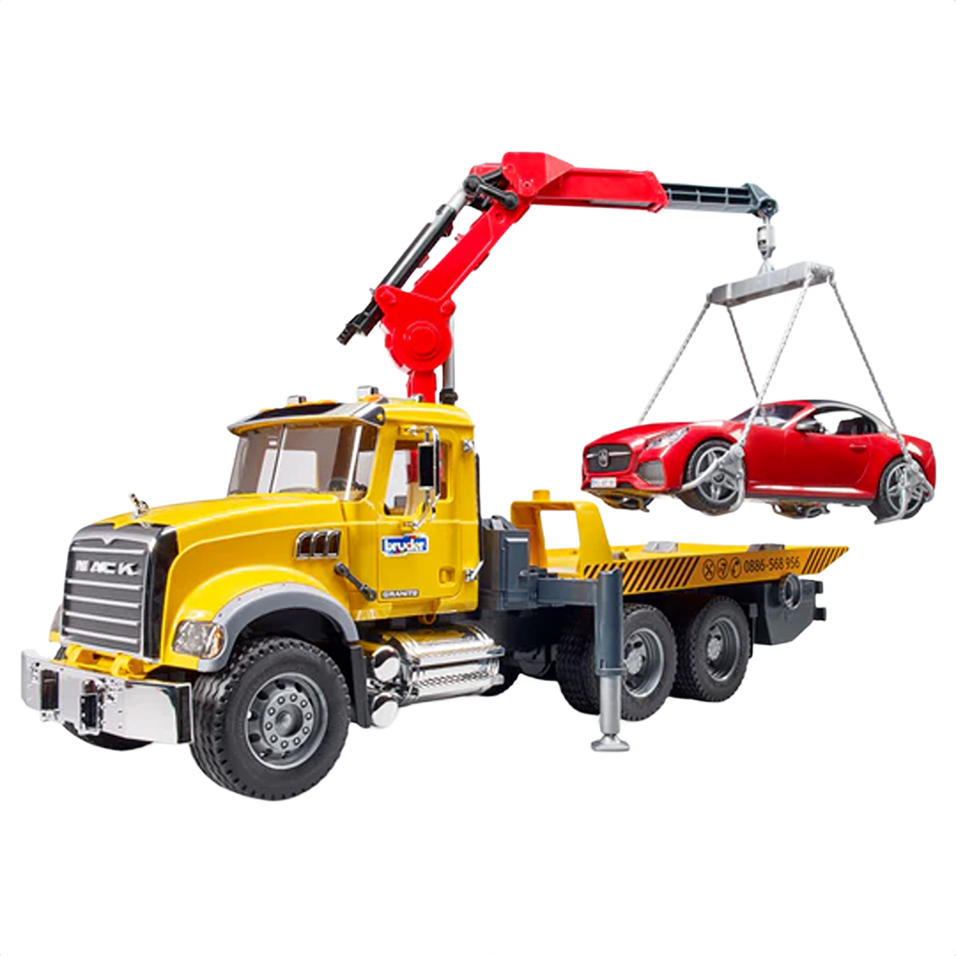 Bruder Toys MACK Granite Tow Truck with Roadster