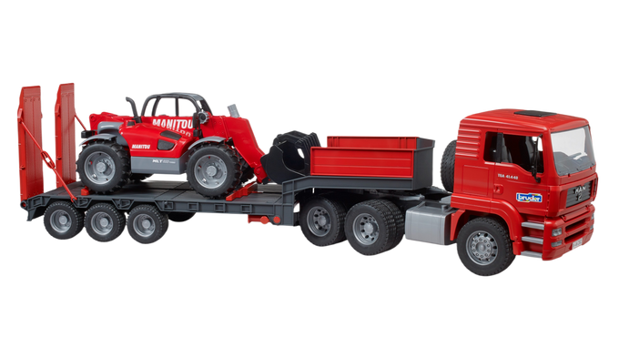 Bruder Toys MAN TGA Low Loader with Manitou Telehandler