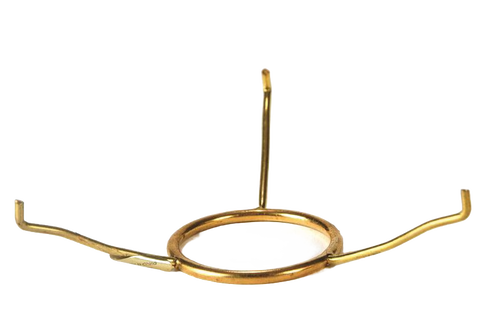 Polished brass tripod shade holder with three arms and central ring, designed for supporting lamp shades, featured in Lamps & Lighting, Parts and Accessories, Shade Rings and Holders, Best Sellers, and Promo Eligible collections.