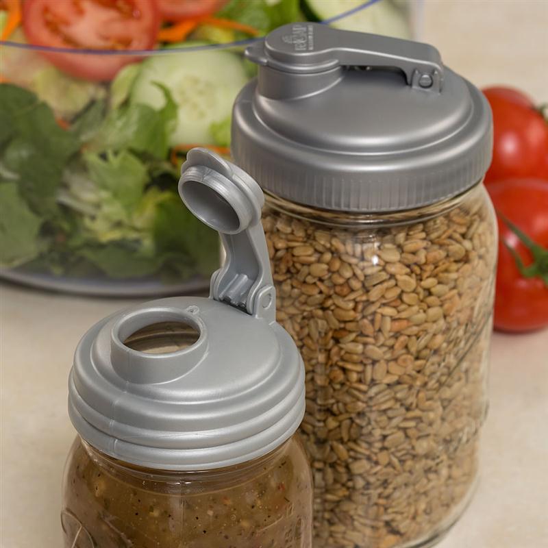 Store homemade sauces and dressings easily and serve with no drippy mess! Store and Pour Caps at Lehmans.com and our store in Kidron, Ohio.