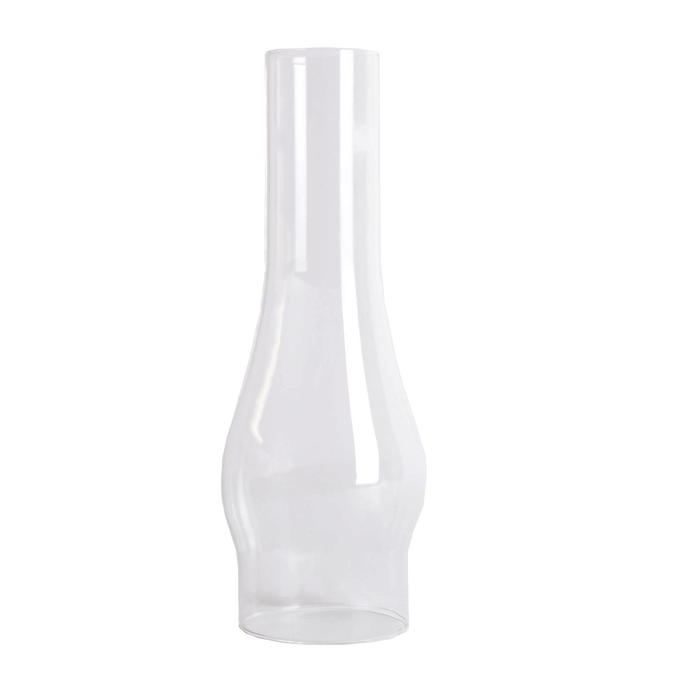 Clear frosted glass oil lamp chimney with 3-inch base, handcrafted for durability, ideal for Lamps & Lighting, Parts and Accessories, Chimneys and Globes, Best Sellers, and Promo Eligible collections.