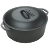 Handcrafted black cast iron Dutch oven with embossed lid and side handles, designed for durability and excellent heat retention in Kitchen & Food, Cookware, Cast Iron, USA Made, Best Sellers collections.