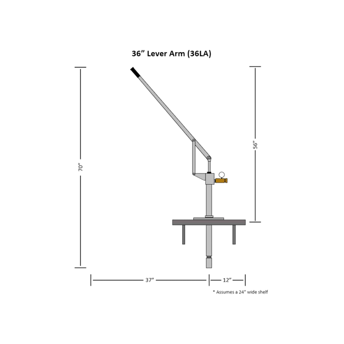 Technical line drawing of a standard height pump head assembly with lever arm and mounting plate, designed for deep well water pumps, included in USA Made, Appliances, and Water Pumps collections.