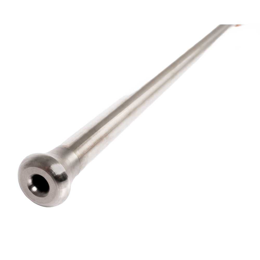 Close-up of a handcrafted stainless steel fire blow pipe nozzle designed for safely directing airflow into fires, ideal for Farm, Garden & Tool and Hearth Accessories collections.