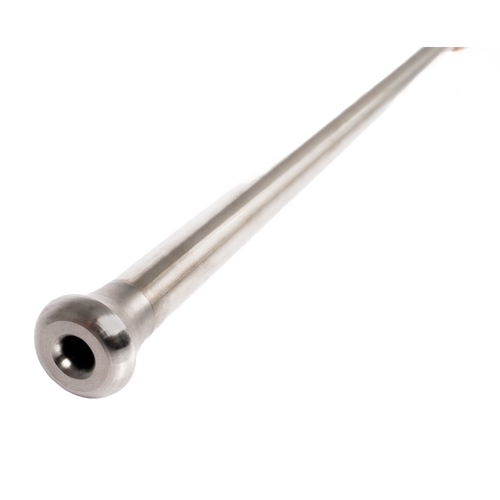 Close-up of a handcrafted stainless steel fire blow pipe nozzle designed for safely directing airflow into fires, ideal for Farm, Garden & Tool and Hearth Accessories collections.