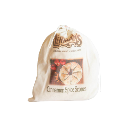 Cotton drawstring bag of handcrafted cinnamon spice scone mix with vintage-inspired label, ideal for Kitchen & Food, Pantry, Dry Goods and Mixes, Best Sellers, Promo Eligible collections.
