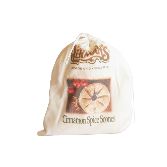 Cotton drawstring bag of handcrafted cinnamon spice scone mix with vintage-inspired label, ideal for Kitchen & Food, Pantry, Dry Goods and Mixes, Best Sellers, Promo Eligible collections.