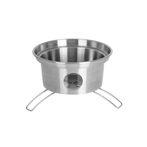 Handcrafted stainless steel fire kettle stove base with ventilation hole and foldable wire legs for stable outdoor use in camping, farm, garden & tool, emergency supplies, and best sellers collections.