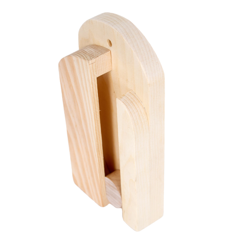 Handcrafted Amish made wooden wall broom holder with sliding ball mechanism for secure broom storage, perfect for Home & Decor, Cleaning Utensils, Household Helpers, USA Made, and Best Sellers collections.