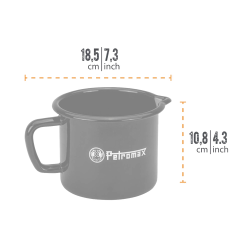 Gray enameled steel milk pot with sturdy handle and pour spout, handcrafted for durable use in Farm, Garden & Tool, Kitchen & Food, Camping, Cookware, Pots and Pans, and Best Sellers collections.
