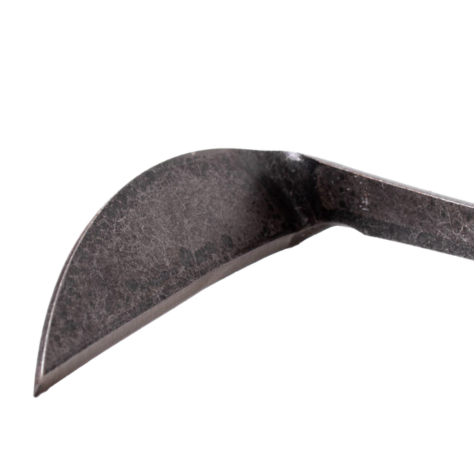 Close-up of a durable double-sided metal blade hand hoe with a curved edge, crafted for effective weed removal in Farm, Garden & Tool, Garden Accessories, Best Sellers, Promo Eligible collections.