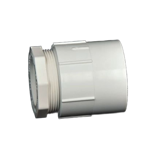 White threaded PVC pipe fitting adapter designed for water pumps, suitable for use in Appliances, Pump Parts and Tools, Water Pumps, and Best Sellers collections.