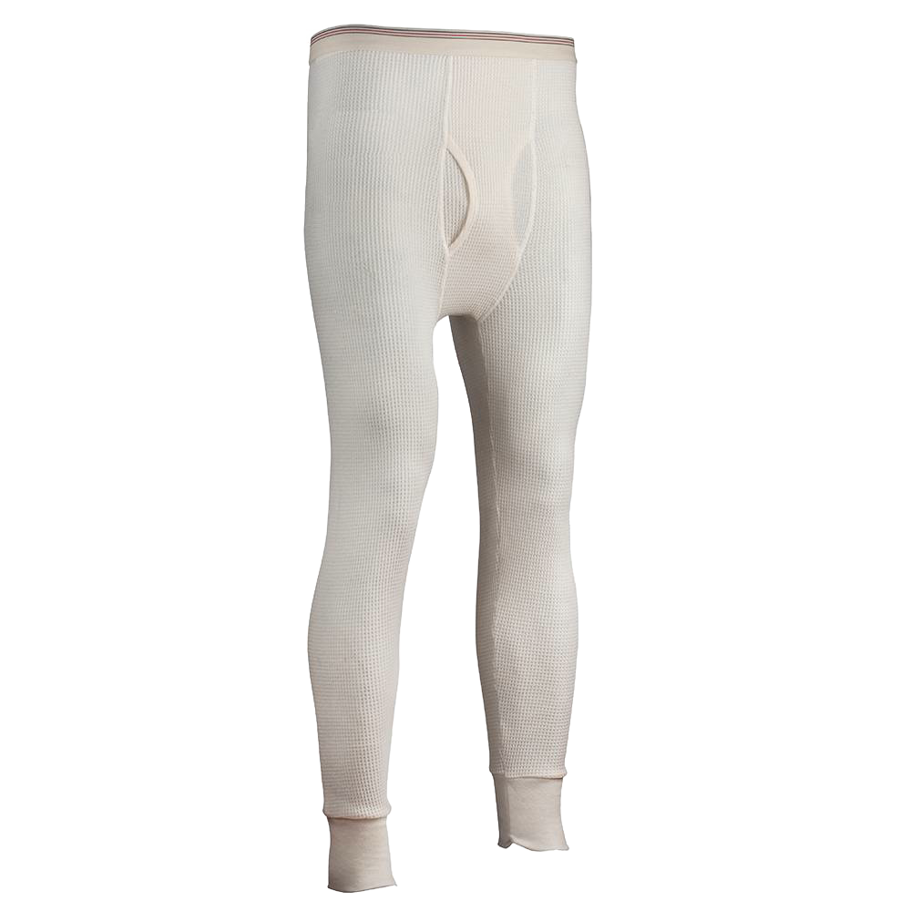 Off-white men's long john pants featuring a circular waffle weave, designed for cold weather warmth, included in Health & Wellness, Clothing and Accessories, and Best Sellers collections.