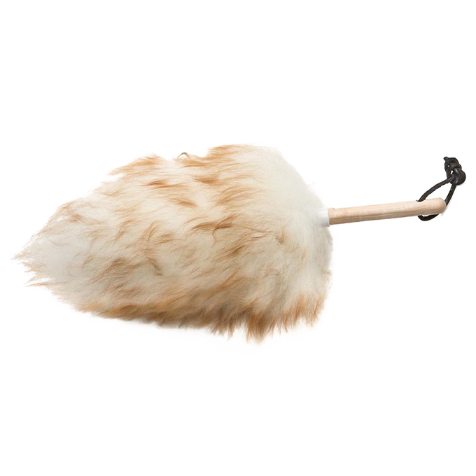 Handcrafted lamb's wool duster with natural wooden handle and soft fibers, designed for dusting delicate surfaces, part of Home & Decor, Household Cleaning, and USA Made collections.
