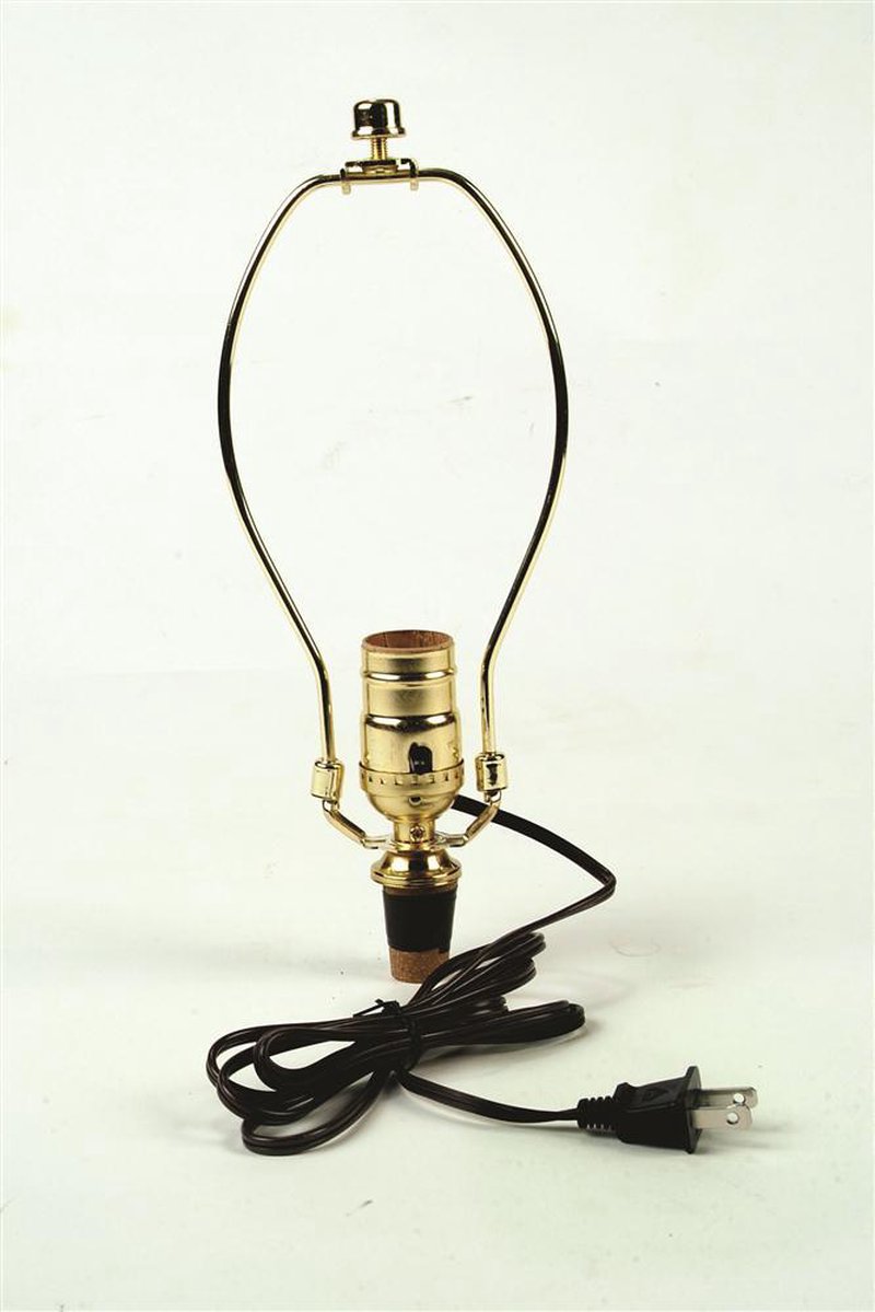 Brass-plated lamp harp and push-thru socket with adjustable cut-to-size cork adapter and six-foot cord, included in popular Lamps & Lighting, Electric Conversion, and Parts and Accessories collections.
