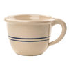 Handcrafted stoneware chili bowl in natural color with double blue stripes and handle, made in USA, ideal for Kitchen & Food, Dinnerware, USA Made, Best Sellers, and Promo Eligible collections.